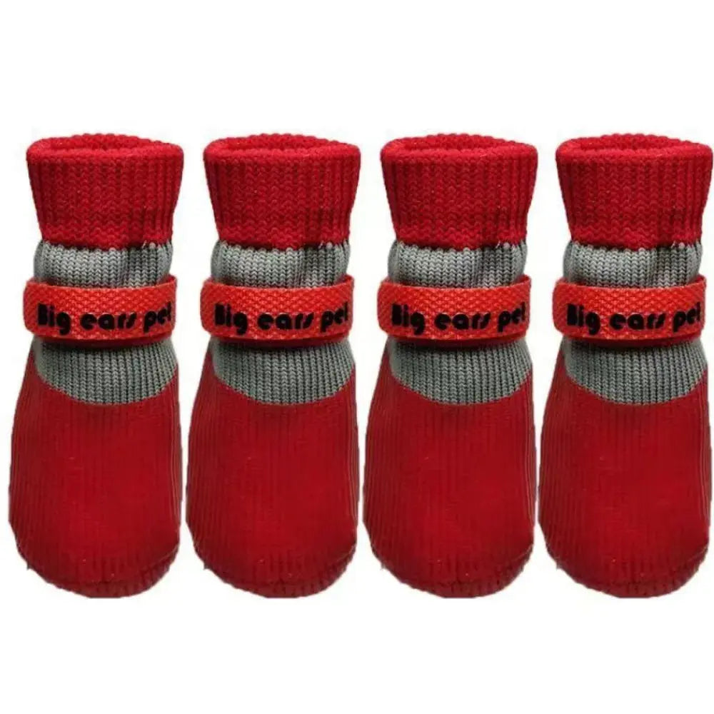 4PCS Waterproof Winter Dog Shoes Warm Soft Sole Dog Snow Shoes Adjustable Anti-Slip Pet Paw Protectors for Small Dog Chihuahua Dog Spirit
