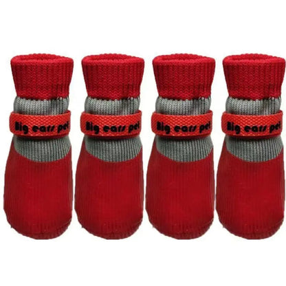 4PCS Waterproof Winter Dog Shoes Warm Soft Sole Dog Snow Shoes Adjustable Anti-Slip Pet Paw Protectors for Small Dog Chihuahua Dog Spirit