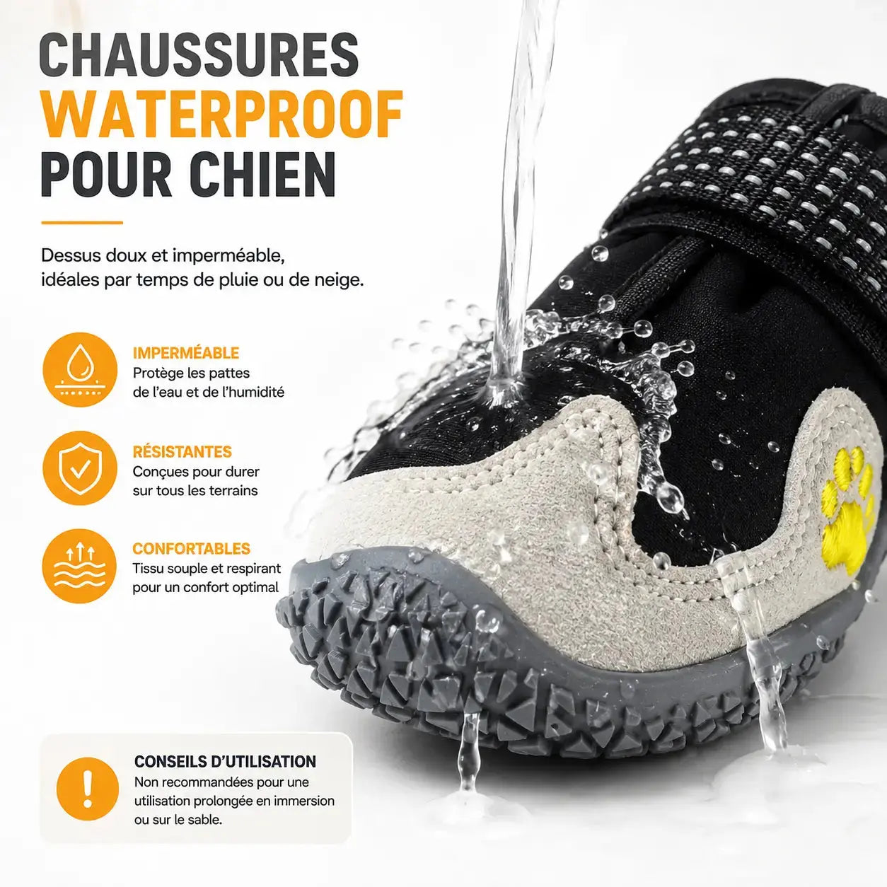 Chaussures Waterproof pour Chien | Anti-dérapantes & Respirantes – Protection pluie, neige et sol chaud Dog Spirit