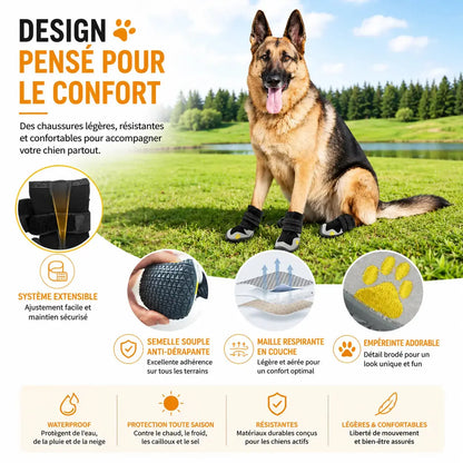 Chaussures Waterproof pour Chien | Anti-dérapantes & Respirantes – Protection pluie, neige et sol chaud Dog Spirit