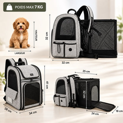 Sac de Transport pour Chat et Chien Extensible et Respirant – Jusqu'à 7 kg