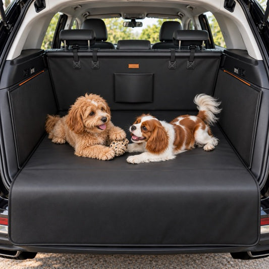 Housse Coffre Voiture Chien universelle Imperméable Anti-Poils Anti-Griffes — Bavette Pare-Chocs, Poche Rangement, 165x104 cm | Berline SUV Break
