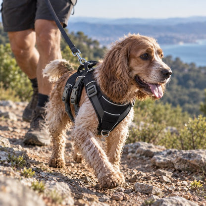 Harnais Chien Anti-Traction Rembourré Réfléchissant — Double Attache Avant Arrière, Poignée Renforcée | Canicross Jogging Randonnée Petits Moyens Chiens