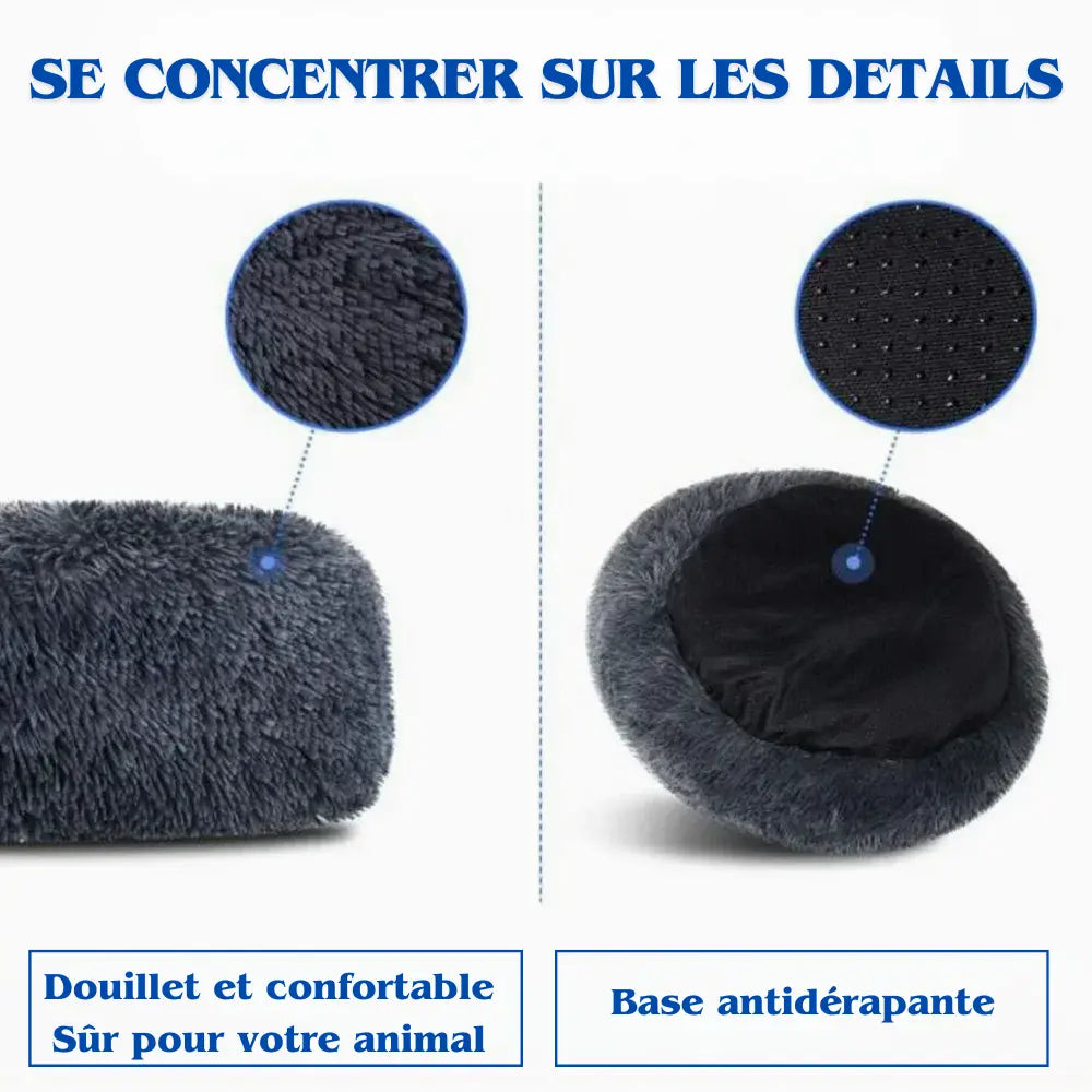 Panier rond pour chien en peluche – Coussin chaud et lavable Dog Spirit