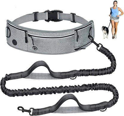 Waist Dog Hands Free Dogs Leash, Waist Running Leash with Zipper, Walking Pouch for Dog Walking, Reflective Dual Padded Handles Dog Spirit